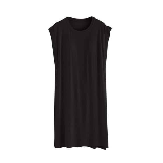 Tnhcen Women's Solid Color V-Neck Ruffled Cotton Sleep Dress - Plus Size Loose Short Sleeve Loungewear L-2XL Comfortable Summer Pajamas