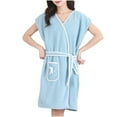 thumbnail image 1 of Tnhcen Women's Solid Fuzzy Plush Home Bathrobe Quick-Dry Long Sleepwear for Free Size Soft & Cozy, 1 of 5