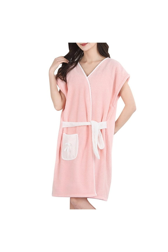Women's Solid Fuzzy Plush Home Bathrobe Quick-Dry Long Sleepwear for Free Size Soft & Cozy