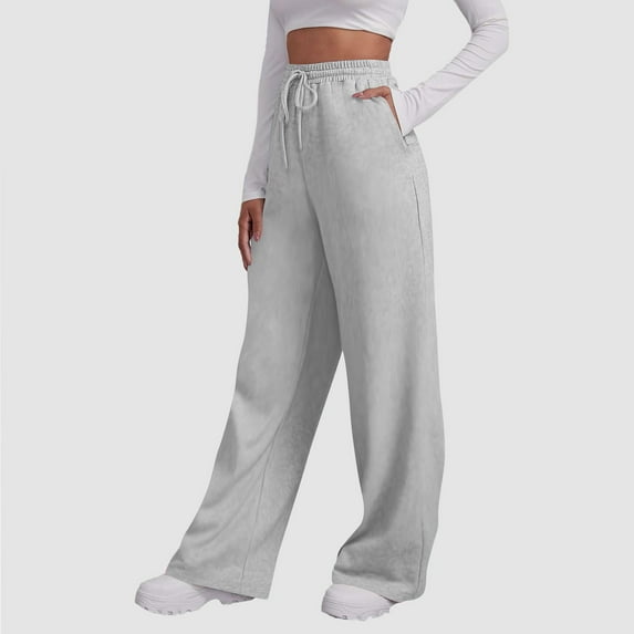 Tnhcen Women's Solid Joggers with Drawstring Waist Japanese Fleece Sweatpants Loose Fit Athletic Pants with Pockets S-2XL Multiple Colors Available