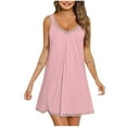 thumbnail image 1 of Tnhcen Women's Solid Lace Trim Sleep Dress Thin Spaghetti Strap Short Nightgown with Modal Cotton Blend Loose Fit for S-2XL, 1 of 4