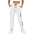 thumbnail image 1 of Tnhcen Women's Solid Waffle Knit Jogger Pants with Cargo Pockets, Soft Stretchy Elastic Waist Casual Lounge Pants, Cute Pocket Joggers S-2XL, 1 of 8