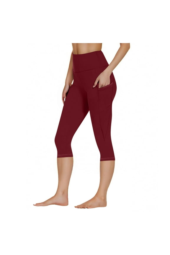 Women's Solid color High Waisted Yoga Pants - Leggings with Pockets Stretchy 7/8 Workout Pants for Women Spandex Activewear Leggings S-3XL High Rise Slim Fit Leggings Exercise Pants