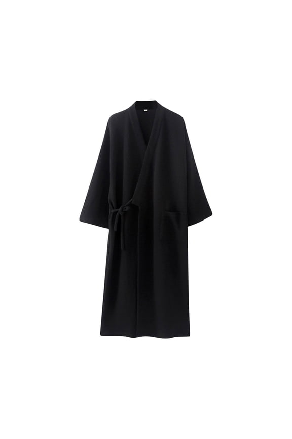 Women's Spa Robe Lightweight Bathrobe for Women Couples Kimono Robe with Pockets Soft Polyester Robe Loose Fit S-XL Solid Color