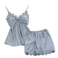 thumbnail image 1 of Tnhcen Women's Spaghetti Strap Pajama Set with Lace Trim - Silky Soft Tank Top & Elastic Waist Shorts, Sleepwear for Women S-XL Comfortable Nightwear & Home Outfit​, 1 of 3