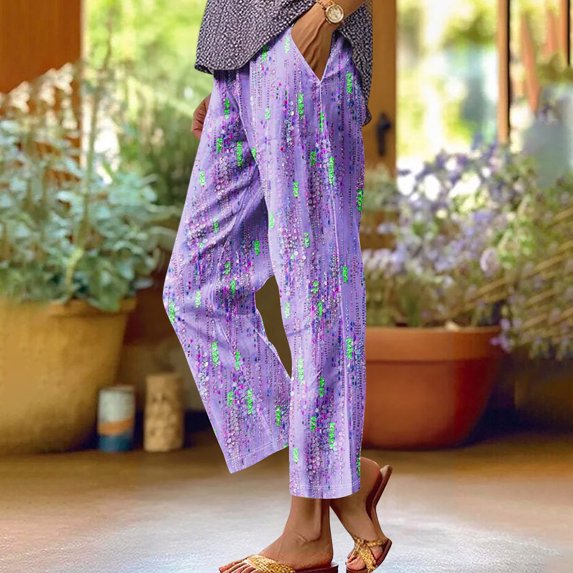 Tnhcen Women's Spring Autumn Versatile Printed Straight Leg Casual Pants S-2XL – Comfy Lightweight Baggy Fit Flattering Straight Cut Easy-to-Wear for Every Occasion