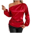 thumbnail image 1 of Tnhcen Women's Spring Summer Off-Shoulder Long Sleeve Top | Versatile Everyday Styling | Soft Breathable Fabric | Flattering Slim Fit | S-XL, 1 of 5