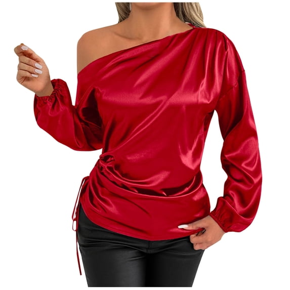Tnhcen Women's Spring Summer Off-Shoulder Long Sleeve Top | Versatile Everyday Styling | Soft Breathable Fabric | Flattering Slim Fit | S-XL