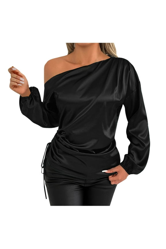 Women's Spring Summer Off-Shoulder Long Sleeve Top | Versatile Everyday Styling | Soft Breathable Fabric | Flattering Slim Fit | S-XL