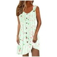thumbnail image 1 of Tnhcen Women's Spring/Summer Vintage Print Buttoned V-neck Tank Dress Decorative Buttons Lightweight Sleepwear for Beach/Home/Lounging S-2XL, 1 of 7
