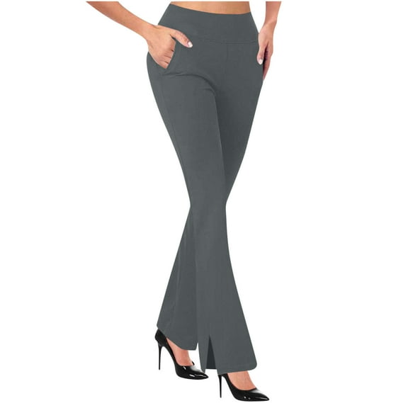 Tnhcen Women's Stretchy High-Waisted Bootcut Pants Elastic Waistband Casual Office Wear Soft Knit Stretch Pants S-2XL Plus Size Skinny Jeans for Women