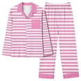 thumbnail image 1 of Tnhcen Women's Stripe Print Pajama Sets Button Down Long Sleeve Pants Sleepwear Set Comfort Nightwear Homewear Sets S-2XL, 1 of 4