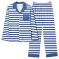 thumbnail image 1 of Tnhcen Women's Stripe Print Pajama Sets Button Down Long Sleeve Pants Sleepwear Set Comfort Nightwear Homewear Sets S-2XL, 1 of 4