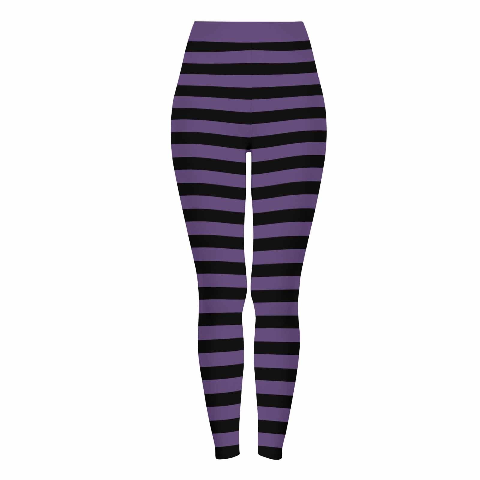 Women's Striped Halloween Yoga Pants - Soft Milk Silk Brushed Leggings Stretchy Athletic Workout Leggings for Women Plus Size Yoga Pants S-3XL Available in Multi-Color
