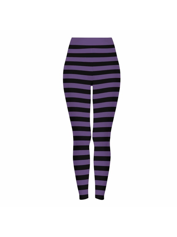 Women's Striped Halloween Yoga Pants - Soft Milk Silk Brushed Leggings Stretchy Athletic Workout Leggings for Women Plus Size Yoga Pants S-3XL Available in Multi-Color