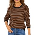 thumbnail image 1 of Tnhcen Women's Striped Knit Sweater Casual Round Neck Top Soft Acrylic Pullover Loose Fit Comfort Wear Warm Winter S-XL, 1 of 4