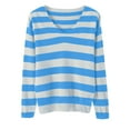 thumbnail image 1 of Tnhcen Women's Striped Knit Top V-Neck Lightweight Sweater Soft Knitting Cotton Long Sleeve Lining Wear Autumn Casual Stretch S-2XL, 1 of 4