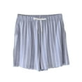 thumbnail image 1 of Tnhcen Women's Striped Sleep Shorts with Pockets Soft Breathable Adjustable Drawstring Waist Loose Fit Lounge Pajamas M-2XL, 1 of 3