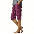 thumbnail image 1 of Tnhcen Women's Summer Cargo Shorts Cotton Linen Blend · Knee-Length Casual Drawstring Pocket Shorts · Plus Size S-2XL Breathable & Comfortable, 1 of 6