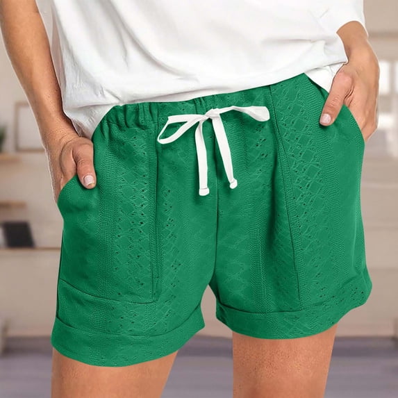 Tnhcen Women's Summer Casual Shorts with Pockets High Waisted Drawstring Elastic Shorts Plus Size Court Style Lock Stitch Shorts S-2XL Multiple Colors Available