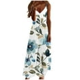 thumbnail image 1 of Tnhcen Women's Summer Casual Sleeveless V-Neck Max Print Dress, Plus Size S-3XL Beach Vacation Slip Dress, Lightweight Flowy Floral Leaf Casual Wear, 1 of 5