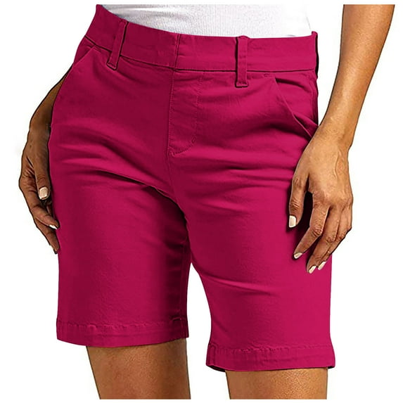 Tnhcen Women's Summer Casual Slim-Fit Chino Shorts with Pockets - Twill Workwear Ready Stretchy & Breathable for Office Travel or Weekend (S-2XL)