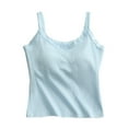 thumbnail image 1 of Tnhcen Women's Summer Cotton Camisole Built-in Bra Sleepwear Lace Trim Sleeveless Backless Top Comfortable Nightwear S-XL Blue, 1 of 9