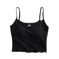 thumbnail image 1 of Tnhcen Women's Summer Cotton Camisole Built-in Bra Sleepwear Lace Trim Sleeveless Backless Top Comfortable Nightwear S-XL Multiple Colors Available Black, 1 of 7