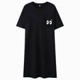 thumbnail image 1 of Tnhcen Women's Summer Cotton Sleepwear Dress - Black Crew Neck Short Sleeve Mid-Length Nightgown Plus Size Loungewear (M-2XL), 1 of 8