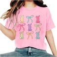 thumbnail image 1 of Tnhcen Women's Summer Cute Rabbit Print Round Neck Basic Short Sleeve Tops – Plus Size Friendly Shirts S-3XL Polyester Spandex Blends, 1 of 5