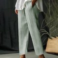 thumbnail image 1 of Tnhcen Women's Summer Essential Striped Linen Blend Pants - High Waisted Drawstring Wide Leg Casual Trousers with Side Pockets (S-3XL), 1 of 6