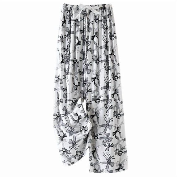 Tnhcen Women's Summer Floral Print Cotton Palazzo Pants Lightweight Boho Wide Leg Trousers Free Size Beach Vacation Casual Loungewear