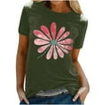 thumbnail image 1 of Tnhcen Women's Summer Floral Print Crew Neck Short Sleeve T-Shirt - Basic Plus Size Friendly S-2XL | Soft Polyester Spandex Cotton Blend, 1 of 5