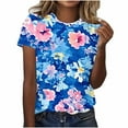 thumbnail image 1 of Tnhcen Women's Summer Floral Print Crewneck Short Sleeve Basics T-Shirt | Plus Size Friendly (S-5XL), 1 of 5