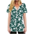 thumbnail image 1 of Tnhcen Women's Summer Floral Print V-Neck Button-Up Shirts - Short Sleeve Casual Daily Tops | Plus Size Friendly S-3XL | Versatile Floral Tops for Women, 1 of 9