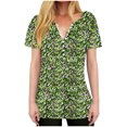 thumbnail image 1 of Tnhcen Women's Summer Floral Print V-Neck Button-Up Shirts - Short Sleeve Casual Daily Tops | Plus Size Friendly S-3XL | Versatile Floral Tops for Women, 1 of 9