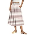 thumbnail image 1 of Tnhcen Women's Summer High Waisted Tie Waist Striped Midi Skirt, Elastic Drawstring Plus Size Hem Polyester Casual Beach Skirt S - 2XL, 1 of 6