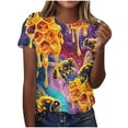 thumbnail image 1 of Tnhcen Women's Summer Honey Themed Crewneck T-Shirt | World Bee Day Print Casual Tops | Plus Size Friendly (S-3XL) Polyester Spandex Blend Shirts, 1 of 4