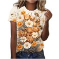 thumbnail image 1 of Tnhcen Women's Summer Honey Themed Crewneck T-Shirt | World Bee Day Print Casual Tops | Plus Size Friendly (S-3XL) Polyester Spandex Blend Shirts, 1 of 5