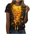 thumbnail image 1 of Tnhcen Women's Summer Honey Themed Crewneck T-Shirt | World Bee Day Print Casual Tops | Plus Size Friendly (S-3XL) Polyester Spandex Blend Shirts, 1 of 4