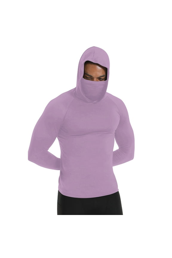 Women's Summer Hooded UV Protection Shirts - Cooling Ice Silk Long Sleeve Tops with Face Mask Plus Size Stretchy Everyday Blouse Cycling Jersey (XS-2XL)