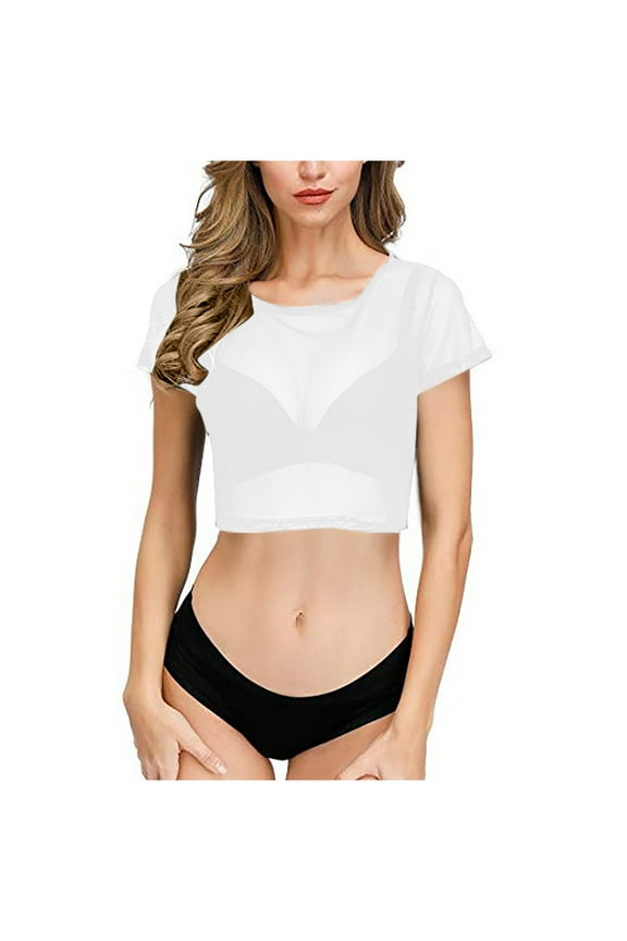 Women's Summer Lace Crewneck Sexy Sheer Tops | Short Sleeve Tops | Plus Size Friendly (S-2XL) Breathable Tops