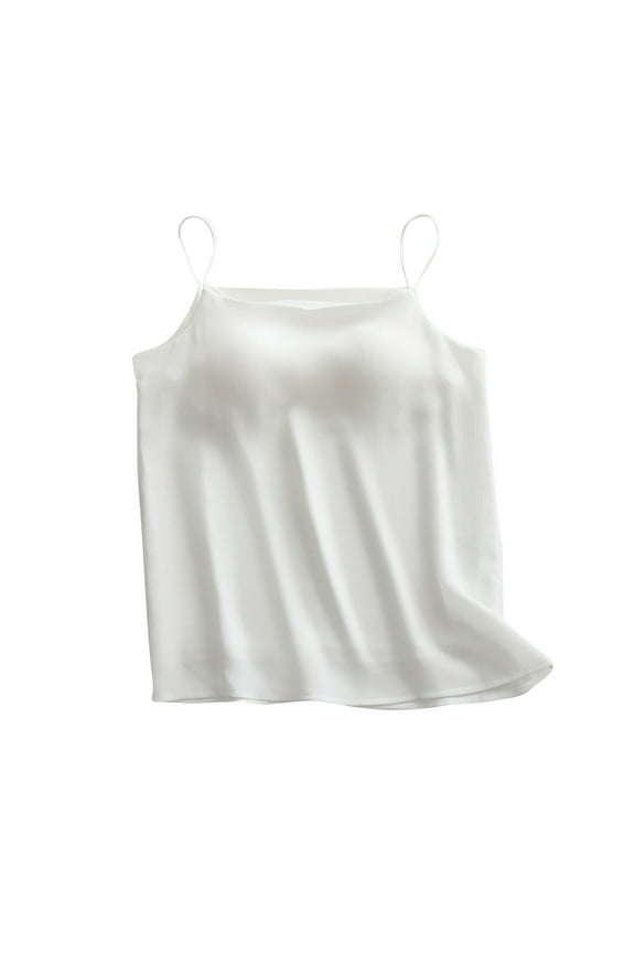 Tnhcen Women's Summer Lightweight Chiffon V-Neck Camisole with Built-in Bra Sleeveless Sleep Slip Dress for Women S-XL