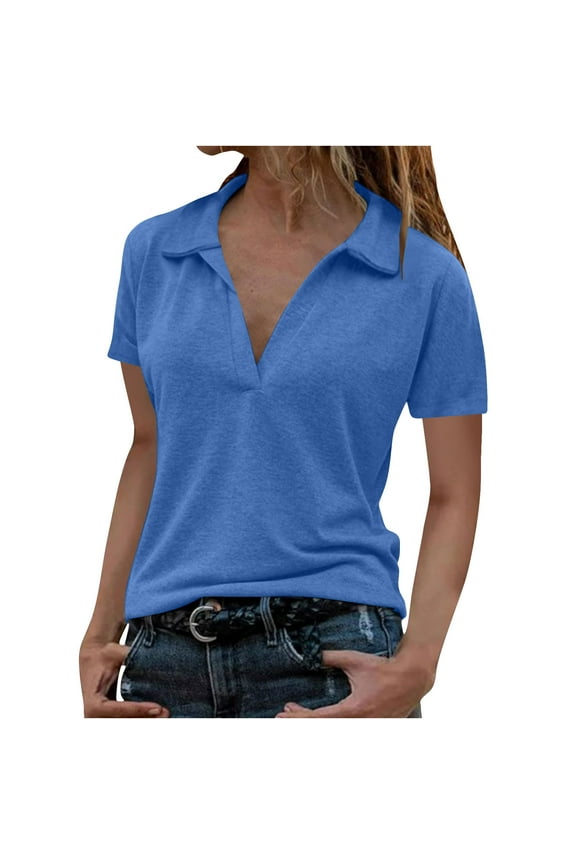 Women's Summer Loose Fit Button-Up Solid Color Shirt - Casual Polyester Relaxed Blouse Plus Size S-2XL Breathable Essential