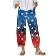 thumbnail image 1 of Tnhcen Women's Summer Loose Fit Wide Leg Pants with Patriotic Print – Casual Basic Style for 4th of July Festive & Comfy S-5XL, 1 of 5