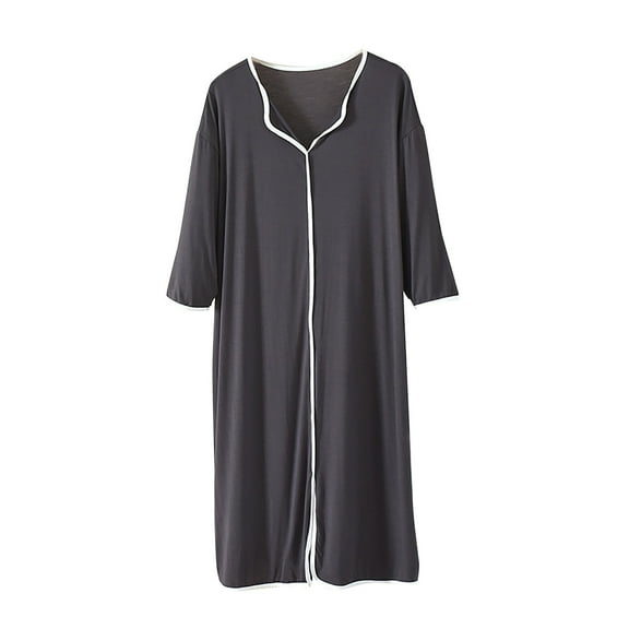 Tnhcen Women's Summer Loose Short Sleeve V-Neck Solid Color Sleepwear Dress | Nylon Spandex | M-4XL Mid-Thigh Loungewear