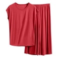 thumbnail image 1 of Tnhcen Women's Summer Modal Pajama Set 2025 Soft Loose Sleeveless Tank Top + Elastic Waist Wide-Leg Pants, Plus Size XL-5XL Breathable Lounge Wear Sleepwear Set, 1 of 3