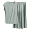 thumbnail image 1 of Tnhcen Women's Summer Modal Pajama Set 2025 Soft Loose Sleeveless Tank Top + Elastic Waist Wide-Leg Pants, Plus Size XL-5XL Breathable Lounge Wear Sleepwear Set, 1 of 3