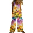 thumbnail image 1 of Tnhcen Women's Summer Retro Floral Button Romper Linen-Look Jumpsuit Retro Print Wide-Leg Romper with Pockets Casual Boho Jumpsuit S-2XL, 1 of 5