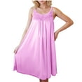 thumbnail image 1 of Tnhcen Women's Summer Lace Collar Sleeveless Plus Size Ice Silk Mid-Length Sleep Dress Free Size Cool Pajama Gown, 1 of 6